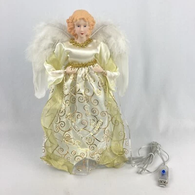 Gold Angel Christmas Tree Topper 12" LED Light Up Holiday - Image 1 of 4