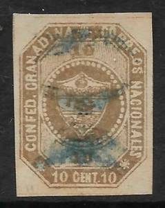 STAMPS-COLOMBIA. 1859. 10c Deep Yellow Brown. Stone A. 4 Margins. Fine Used. - Picture 1 of 2