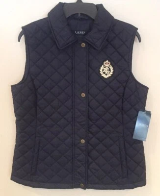 NEW WITH TAGS  RALPH LAUREN  CLASSIC  STYLE QUILTED  DARK NAVY VEST  SIZE  LARGE - Image 1 of 2