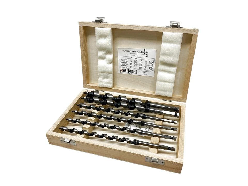 Juego de 6 brocas espirales para madera en estuche de madera BOSCH B-WARE - Imagen 1 de 4