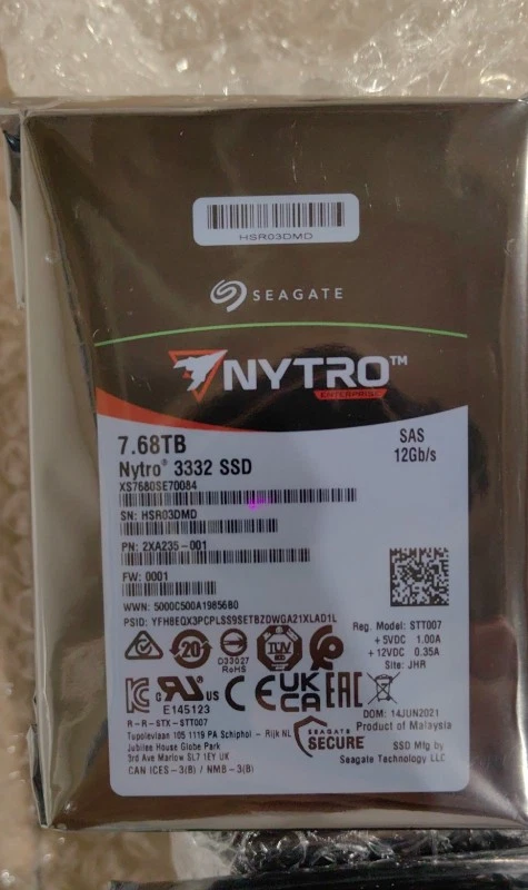 7.68T SAS 3.0 XS7680SE70084 Nytro 3332 12Gb/s FW:001 Solid State Drive STT007 - Image 1 of 1