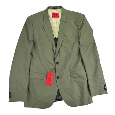 Hugo Boss Mens Modern Fit Performance Super Flex Suit Jacket Olive Green 44L - Image 1 of 4