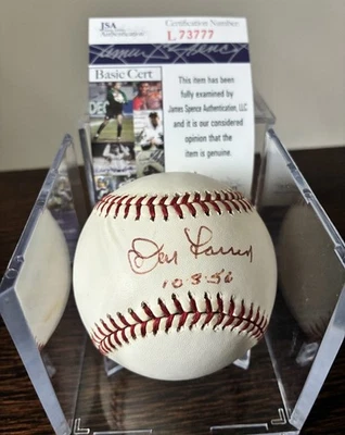 DON LARSEN SIGNED AUTO BASEBALL YANKEES WS PERFECT GAME INSCRIPTION JSA COA - Image 1 of 4