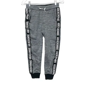 Abercrombie Kids Gray Black Sweatpants Joggers Tape Logo Spell Out Kids 9 / 10 - Picture 1 of 8
