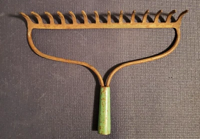 Cabeça de ancinho de jardim 14 dentes decoração de fazenda ferro fundido metal 14" comprimento jardim vintage - Imagem 1 de 4