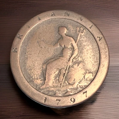 1797 Great Britain Cartwheel Penny, 1oz Copper Coin - King George III UK 1p - Image 1 of 4