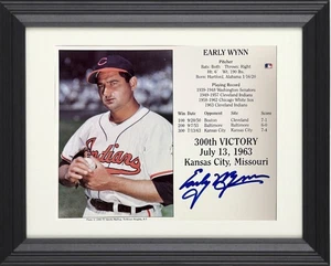 Early Wynn signed Cleveland MLB 300th Victory 8x10 Photo/Card Framed- COA/HOF - Picture 1 of 3