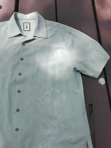 Jamaica Jaxx Men's Button Up Hawaiian Shirt 100% Silk Powder Blue Sz XL - Picture 1 of 5