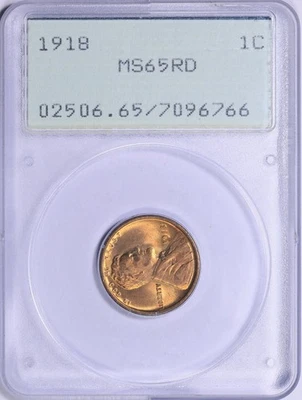 1918 Lincoln Cent : PCGS MS65RD  Old Rattler Holder - Image 1 of 3