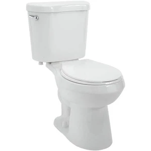 12 inch Rough In Two-Piece 1.28 GPF Single Flush Round Toilet in White Seat - Picture 1 of 12