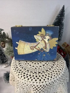Viv Eisner Hess Angel with Harp Wooden Jewelry Trinket Box Vintage 1999 - Picture 1 of 8