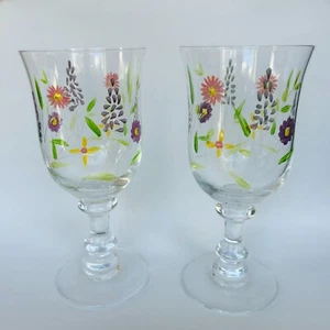 Studio Nova Garden Bloom Stemmed Wild Flower Water Glass Lot of 2 14 Oz - Picture 1 of 10