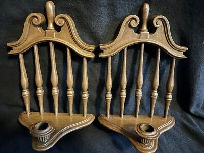 Apliques portavelas HOMCO vintage 1974 7 x 12" (juego de 2) imitación madera (plástico) Foto 1 de 4