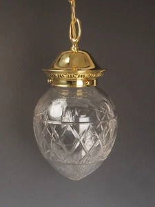 Magnificent Antique Pendant Light with Large Cut Glass Shade - Picture 1 of 12