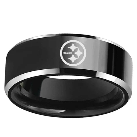 Pittsburgh Steelers Football Team Stainless Steel Rings Men's Band Size 6-13 Cover