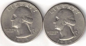 Moneda de cuarto de Washington 1986-P+D circulada! - Imagen 1 de 2