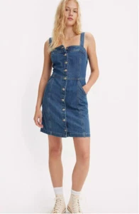 Women's Levi's Drea Denim Dress XL Blue Spring Summer Button Up Western Jean - Picture 1 of 7
