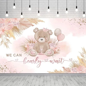 Bear Baby Shower Party Backdrop We Can Bearly Wait Banner Teddy Bear Photography - Picture 1 of 12
