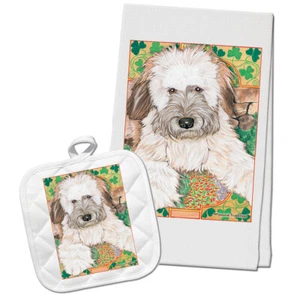 Wheaten Terrier Kitchen Dish Towel and Pot Holder Gift Set - Picture 1 of 1