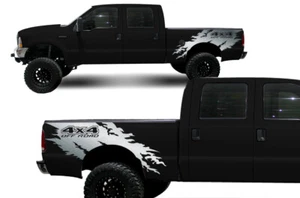 Calcomanía de gráficos de vinilo para camioneta Ford F-250/350 99-06 todoterreno rasgada plateada/gris - Imagen 1 de 2