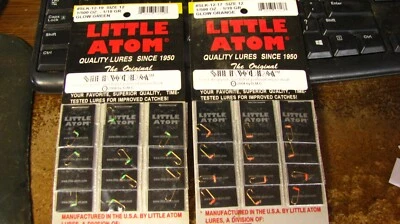 Little Atom "silkworm" 夹具,24 克拉,NOS,尺寸 12,2 种颜色,glo,免费送货 — 第 1/3 张图片