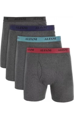 Paquete de 4 calzoncillos boxer clásicos de algodón gris para hombre Alfani talla XXL Foto 1 de 3