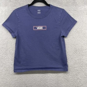 Vans Girls Blue T-Shirt Short Sleeve Crew Neck Logo 100% Cotton Stretch Size L - Picture 1 of 12