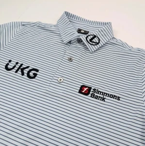 FootJoy Tour Issue Polo Mens Small Blue Striped Performance - Picture 1 of 9