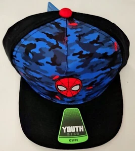 Spider-Man Youth Snapback Hat Cap Blue Camouflage NEW NWT - Picture 1 of 3