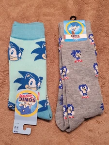 Go Sega Sonic the Hedgehog Fuzzy Babba + Bioworld Crew Socks Shoe size 8-12 NWT - Picture 1 of 12