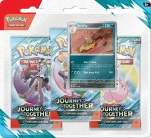 Pokemon Scarlet & Violet Journey Together 3 Pack Blister Scrafty ⭐⭐NEW SEALED⭐⭐ - Picture 1 of 1