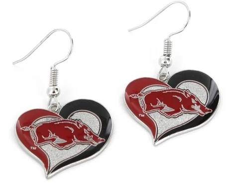 ARKANSAS - SWIRL HEART LOGO - DANGLE EARRINGS - BRAND NEW - CCP-ER-245-40 Cover