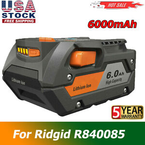 18V 6.0Ah For Ridgid R840085 Lithium Battery Rigid R840087 18Volt Power Tools