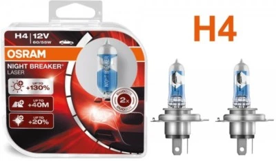 2 Lampadine Alogene OSRAM Night Braker Laser H4 +130% Colore 3750K - Immagine 1 di 4