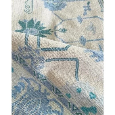 Hand Woven Kilim Wool Oushak Area Rug Handmade Turkish Vintage Style Carpet Rugs - Image 1 of 3