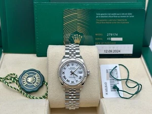 2024 Rolex Ladies Datejust 279174 28mm White Roman Stainless Jubilee Box Paper - Picture 1 of 8