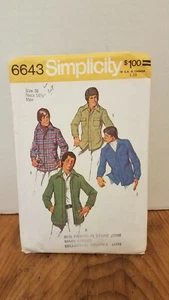 Camisa Vintage Simplicity #6643 Talla 36 Cuello 14 1/2 PARA HOMBRES Patrón Años 70 Corte Era - Imagen 1 de 2