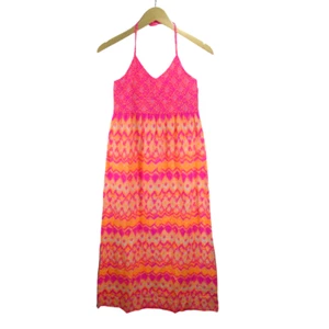 NWT Girls ARIZONA JEAN Orange Pink Sz XL (16) Spaghetti Strap Halter Maxi Dress - Picture 1 of 7