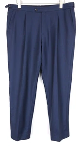 SUITSUPPLY Mens Trousers UK36S Blue Wool Side Adjusted Pleated - Picture 1 of 10