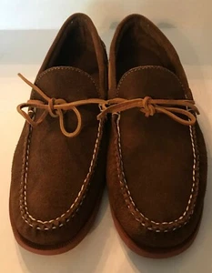 Mocasines sin cordones Lands' End para hombre 12 m, cuero gamuza marrón oscuro nuevos - Imagen 1 de 7
