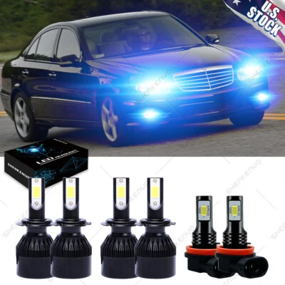 For Mercedes-Benz E350 B200 2008 2009 2010 2011 LED Headlight + Fog 6X Bulb Blue - Image 1 of 4