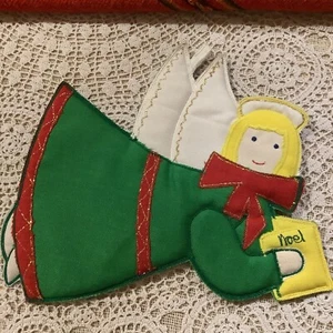Porta olla Hallie St. Mary Noel Angel vintage 7"x9" vacaciones de Navidad MCM - Imagen 1 de 6