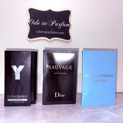 Lote de muestra Colonia Hombres Dior SAUVAGE YSL Y Le Parfum Dolce Gabbana Azul Claro Eau Foto 1 de 4