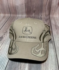 John Deere Baseball Cap Mütze verstellbar khaki braun bestickt Flammen Herren neu - Bild 1 von 9