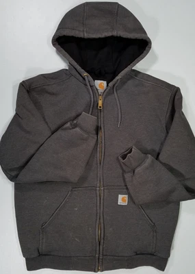 Carhartt 100632 026 Gray Full Zip Thermal Lined Work Hoodie Jacket Men Small Reg - Image 1 of 4