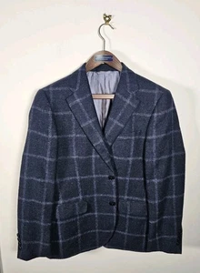 Ferla Baby Alpaka Jacke von Moss Herren UK 38 blau kariert Skinny Fit Small Italy - Bild 1 von 16