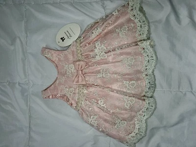 Vestido de encaje rosa princesa americana bebé niña con flores talla 9M nuevo con etiquetas Foto 1 de 3