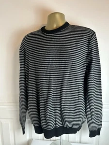 Chaps Mens Vintage Crew Neck Black & Grey Cotton Pull Over Sweater Size L/G - Picture 1 of 3