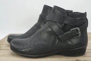 Naturalizer  Boots Women's 10 Wide Cassandra Ankle Bootie Black Leather Block - Picture 1 of 10