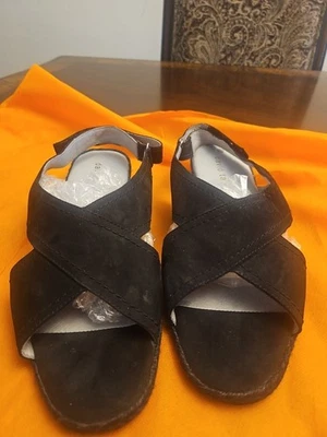 Sandalias para mujer David Tate talla 10M nobuck negras cuero cómodo nuevas sin etiquetas  Foto 1 de 4